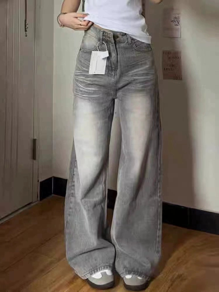 ストレートパンツ ワイド デニム アメリカン 男女兼用 ルーズ ルーズデニムストレートワイドパンツ（デニムパンツ）｜ANME