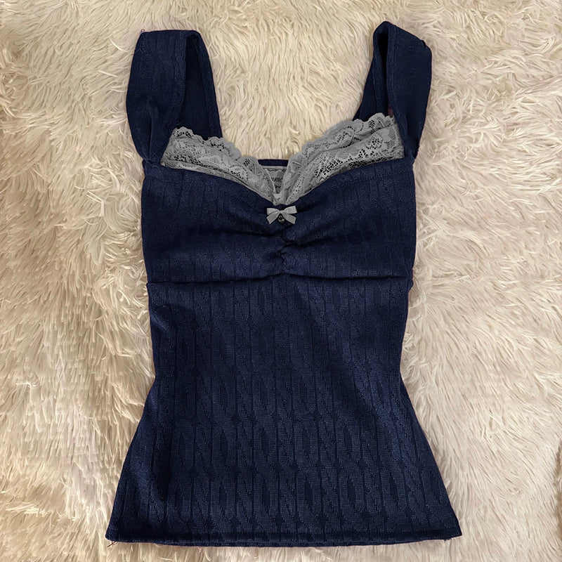 ヴィンテージレースノースリーブトップス