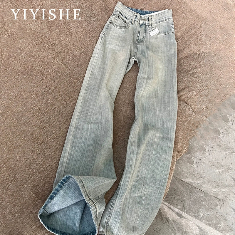 ラインワイドスリムデニムパンツ