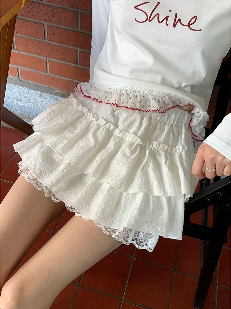 &dear /今季新作！レースレイヤードスカート 春夏新作】レース付きアシンメトリーレイヤースカート[品番