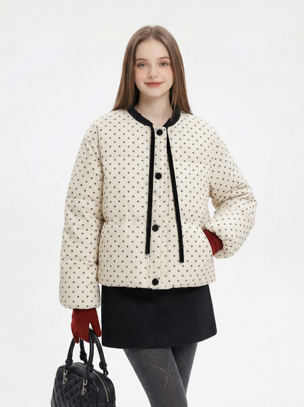 レースアップドットダウンリボンジャケット