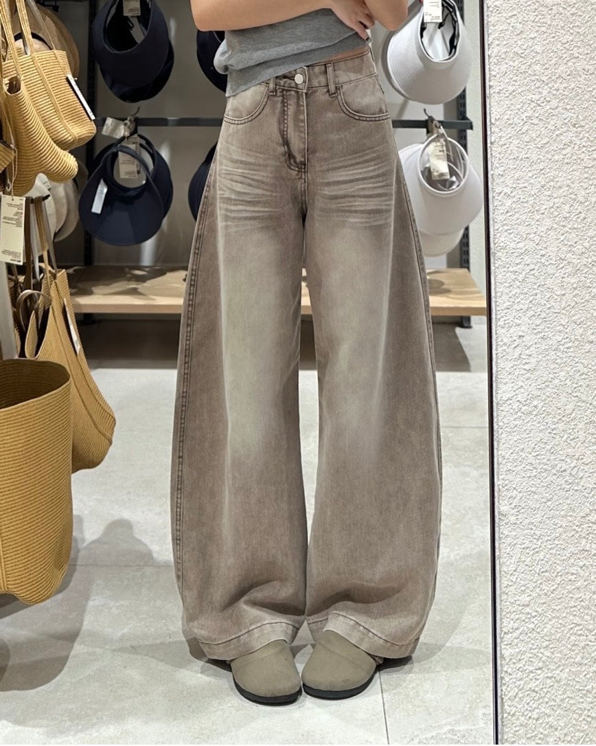 ヴィンテージワイドレッグドレープデニムパンツ