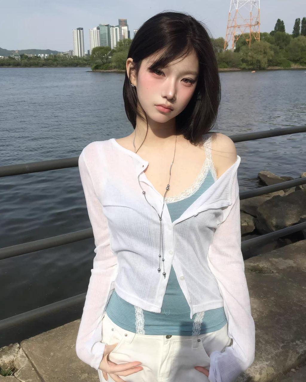 シアーリブショートカーディガン