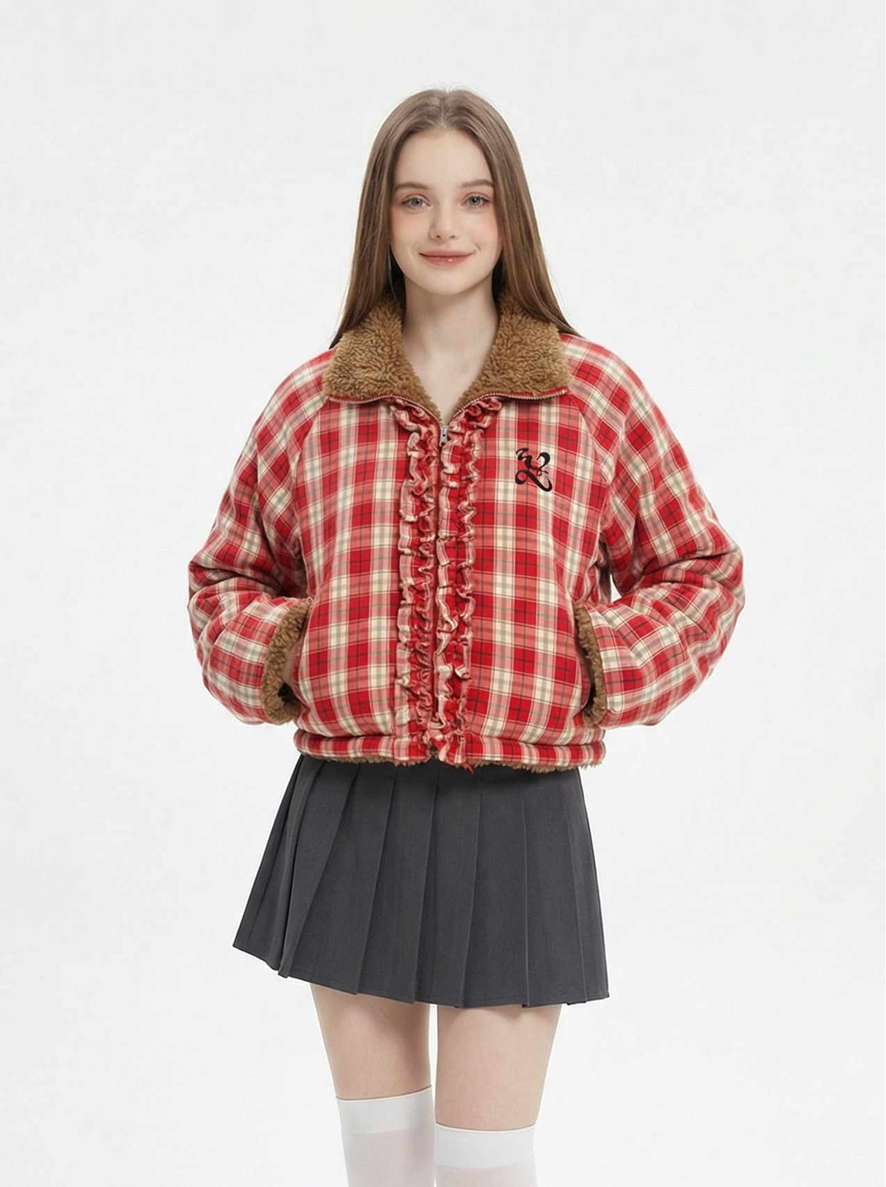 アメリカンフリルチェックリバーシブルジャケット