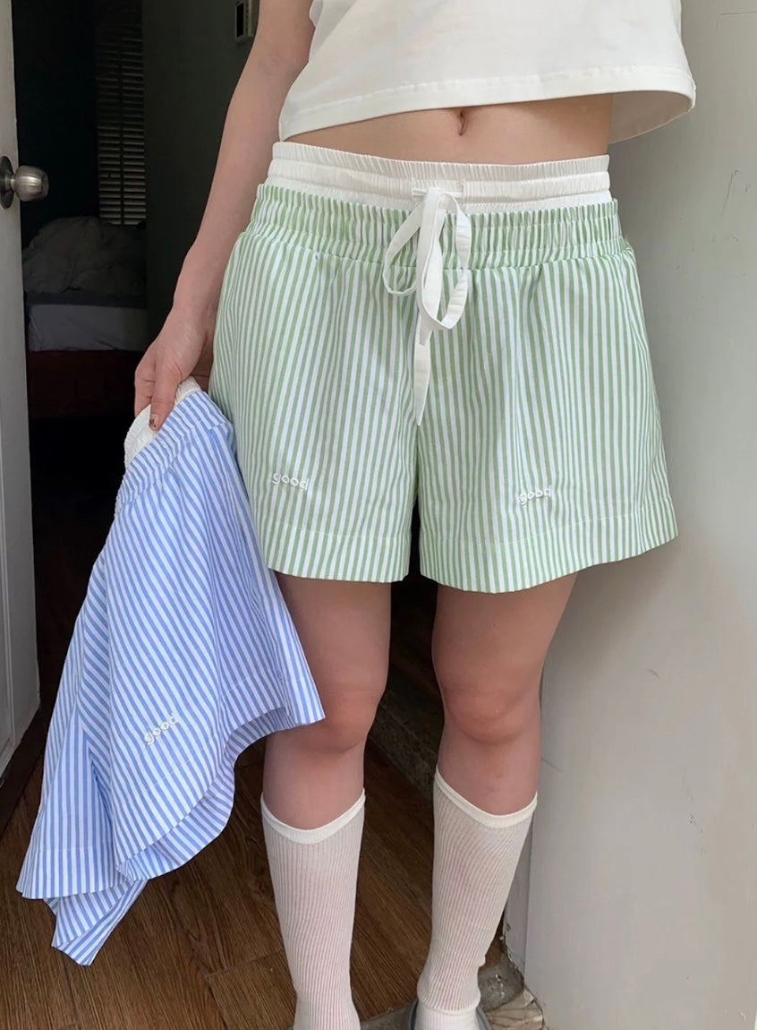 レイヤードストライプショートパンツ