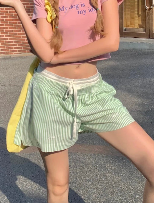 レイヤードストライプショートパンツ
