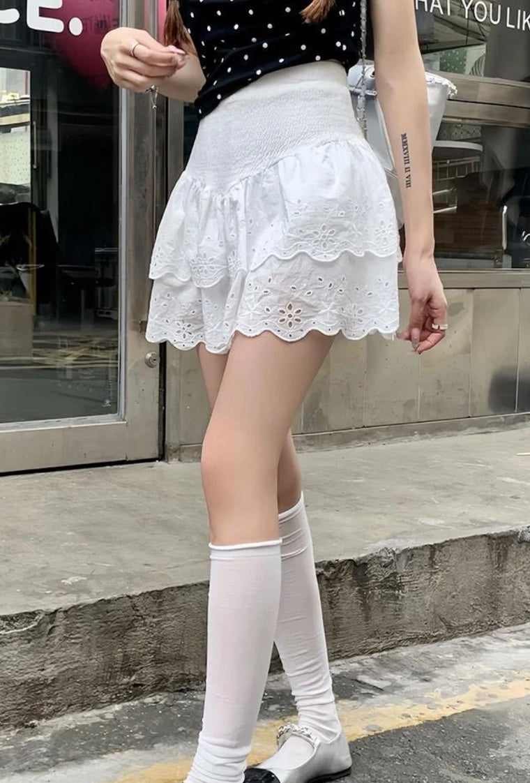 レース刺繍フリルスカート – Meari cheek