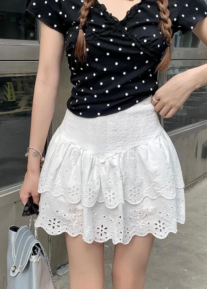 レース刺繍フリルスカート – Meari cheek