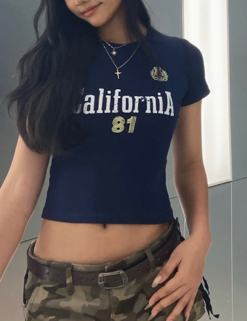 アメリカンネイビークロップドTシャツ