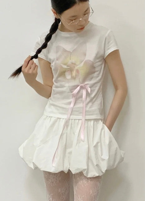 ソフトガーリーサマーリボンTシャツ