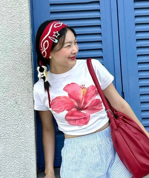 レッドハイビスカスサマーTシャツ