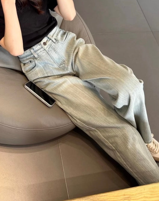 ラインワイドスリムデニムパンツ