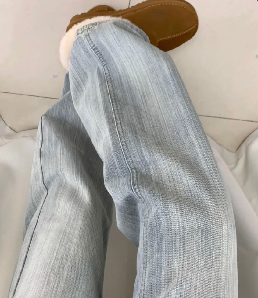 ラインワイドスリムデニムパンツ