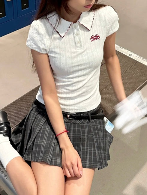 チェックプリーツベルトスカート