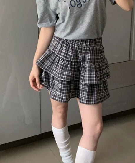 チェックフリルスカート