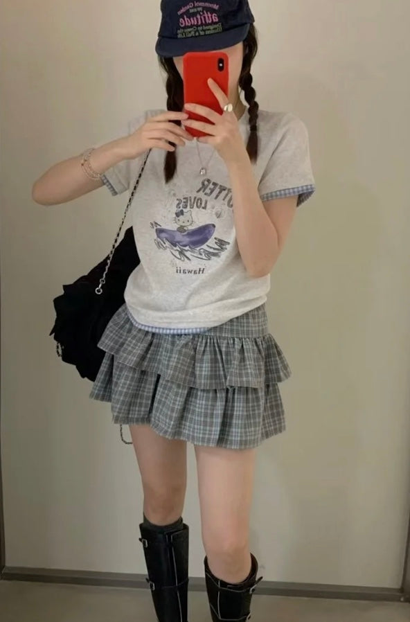 チェックフリルスカート