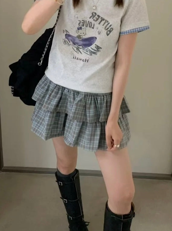 チェックフリルスカート