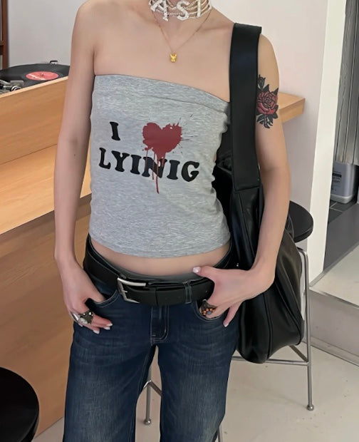 LOVEホットグレーチューブトップ