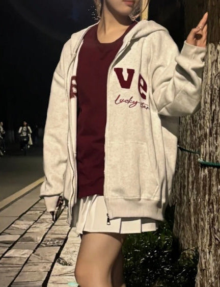 アメリカンレトロホワイトパーカー