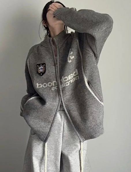 ダブルジッパーセーターカーディガン