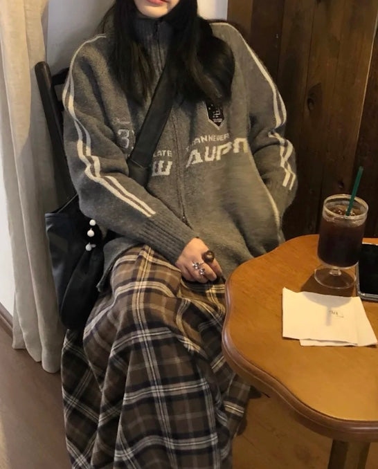 ダブルジッパーセーターカーディガン
