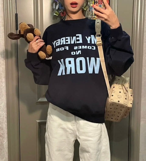 レタープリントネイビースウェットシャツ