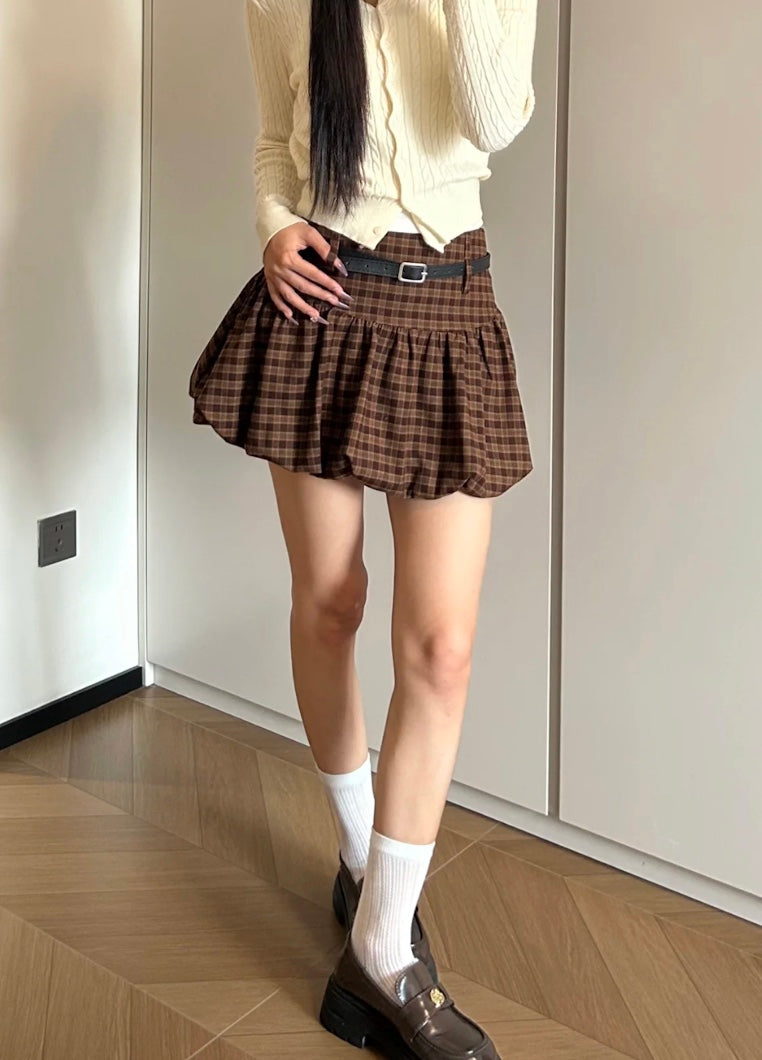 コントラストチェック柄バルーンスカート