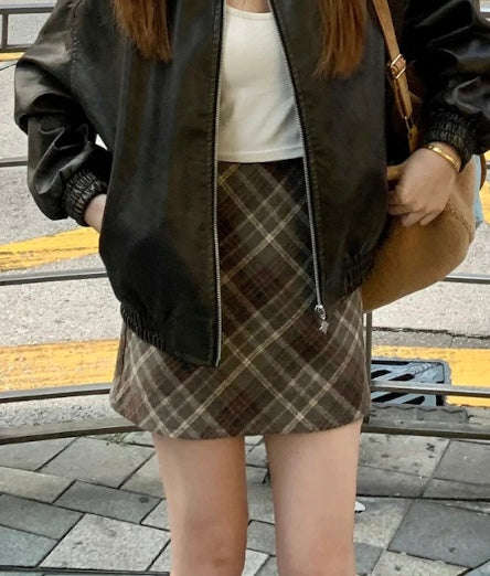 レトロAラインチェックスカート