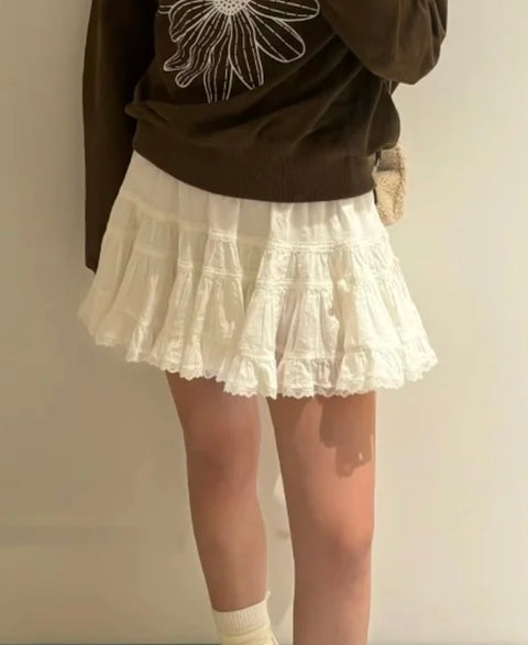 レースバレエハイウエストケーキスカート