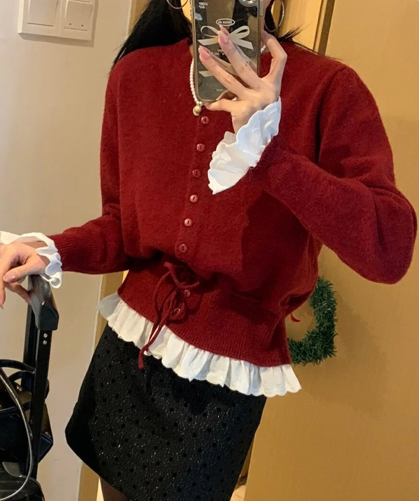 レースパッチワークカーディガン