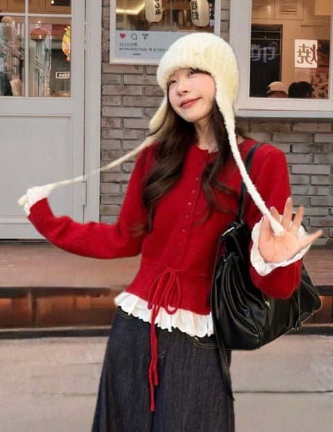 レースパッチワークカーディガン