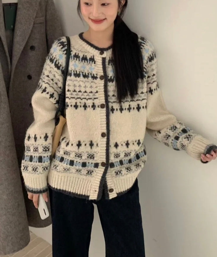 ヴィンテージノルディック柄カーディガン