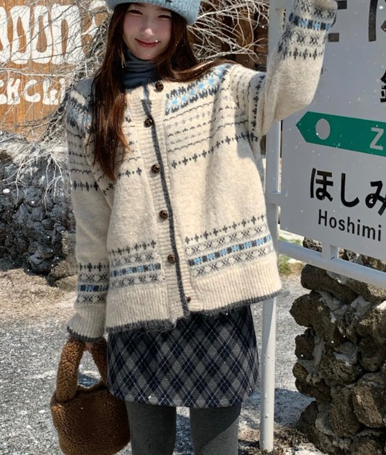 ヴィンテージノルディック柄カーディガン