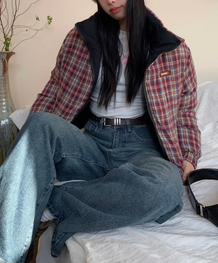 チェック配色リバーシブルジャケット – Meari cheek