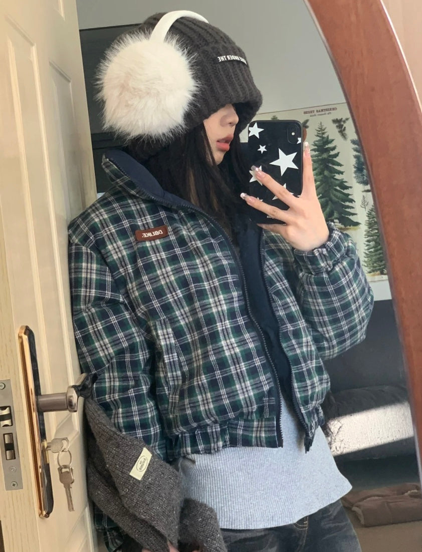 チェック配色リバーシブルジャケット