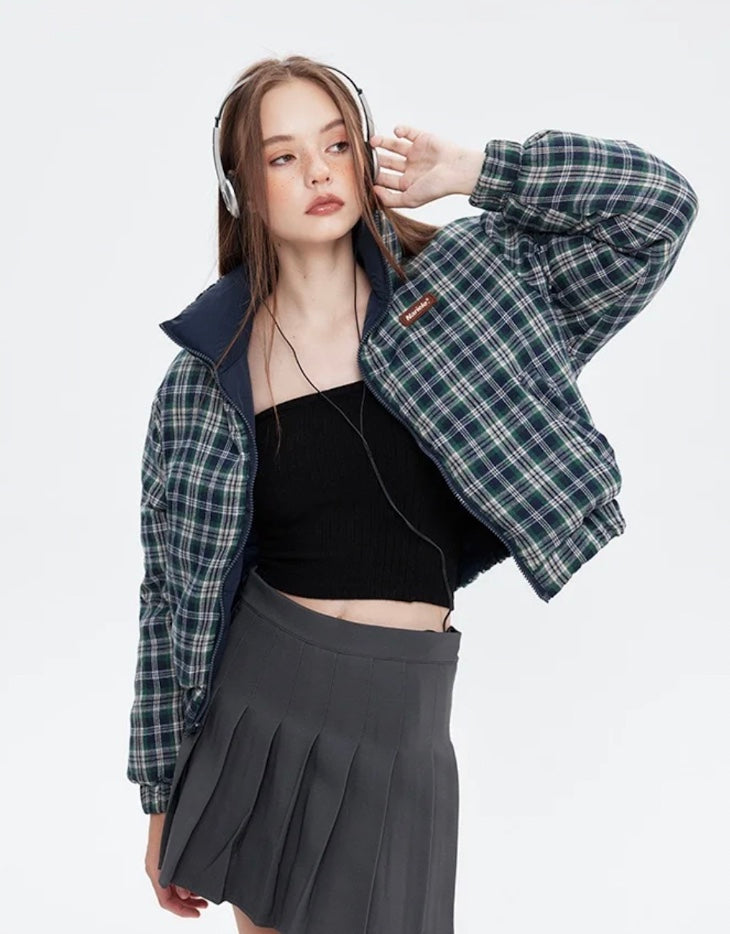 チェック配色リバーシブルジャケット