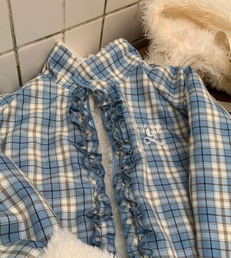 アメリカンフリルチェックリバーシブルジャケット