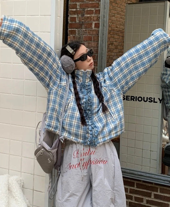 アメリカンフリルチェックリバーシブルジャケット