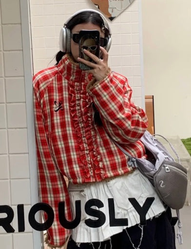 アメリカンフリルチェックリバーシブルジャケット