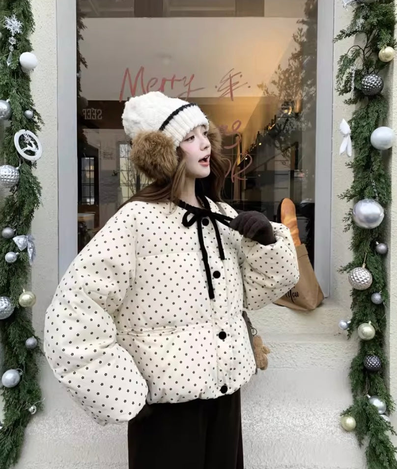 レースアップドットダウンリボンジャケット