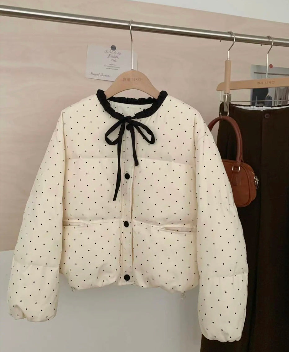 レースアップドットダウンリボンジャケット