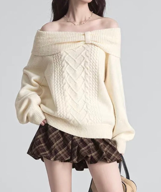 オフショルリボンニットウェア