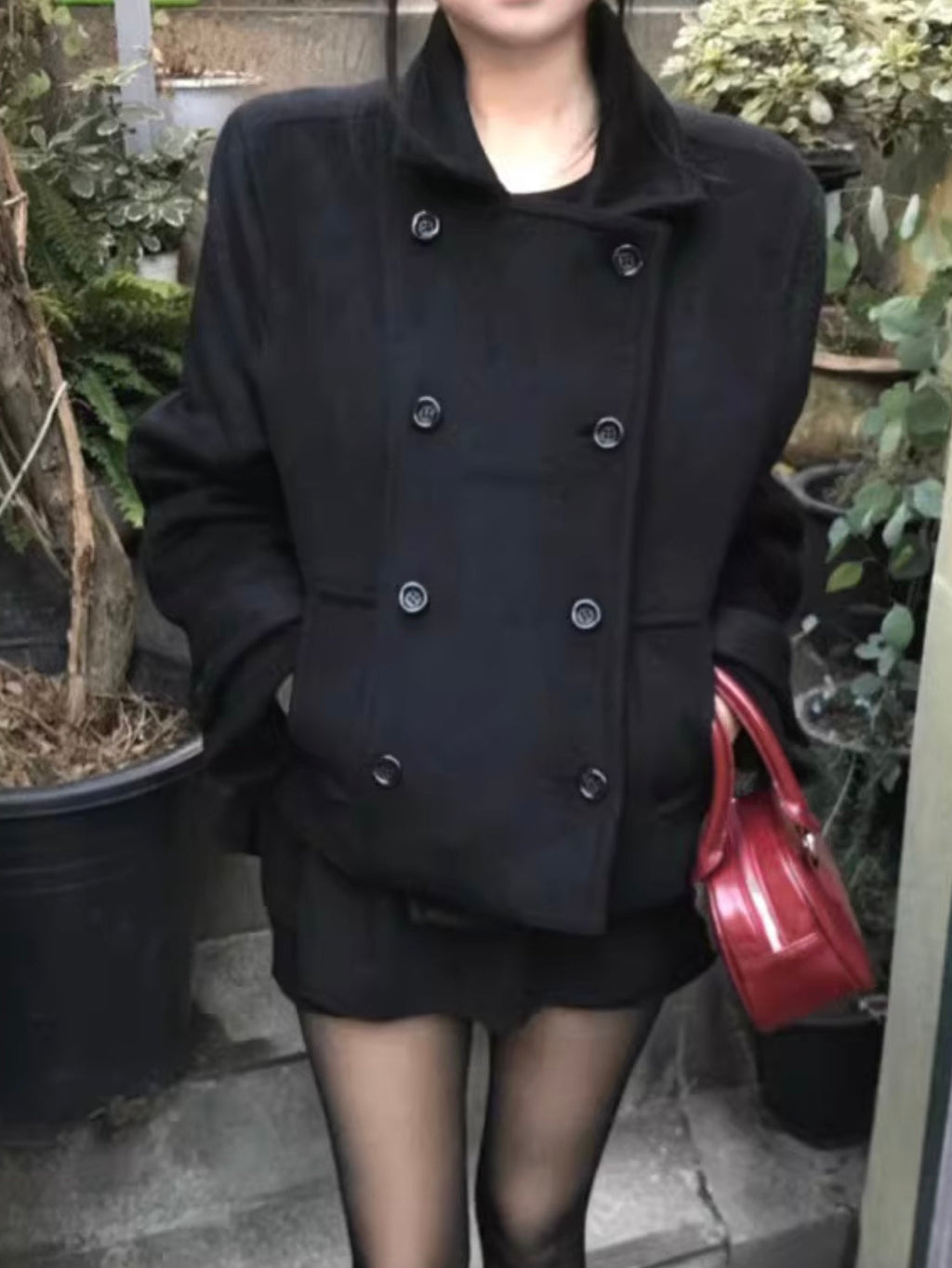 レトロダブルブレストショートジャケット