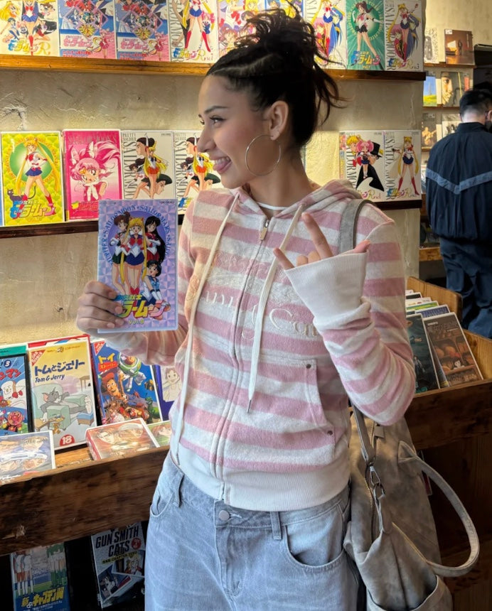 ヴィンテージピンクストライプパーカー