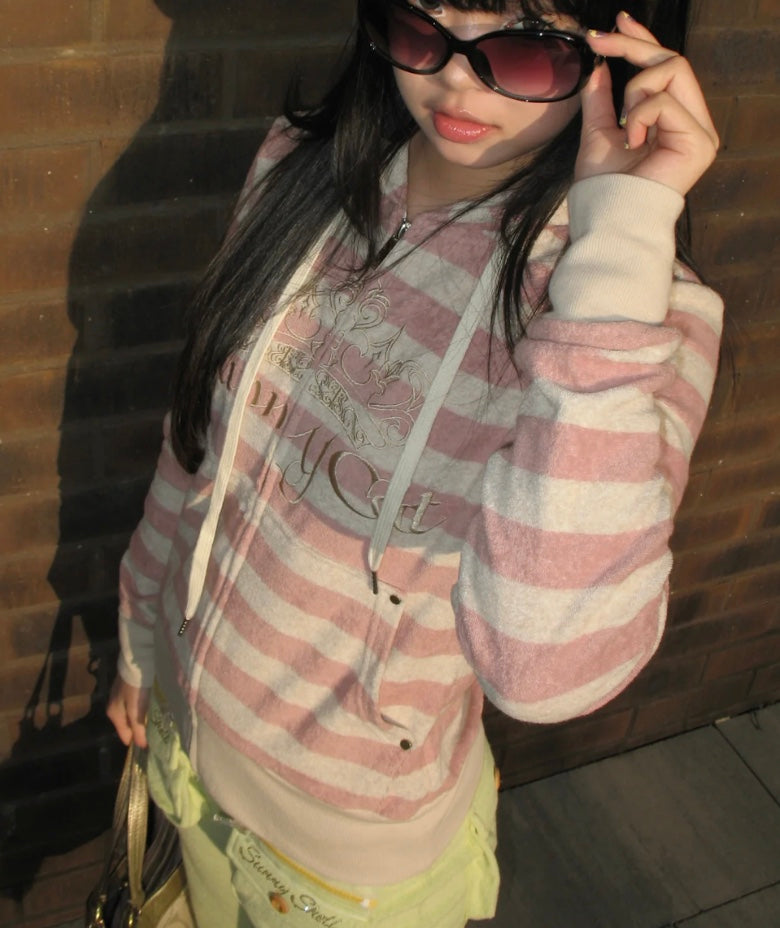 ヴィンテージピンクストライプパーカー