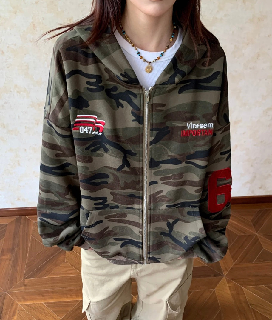 アメリカンナンバリングロゴジップパーカー