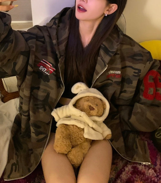 アメリカンナンバリングロゴジップパーカー