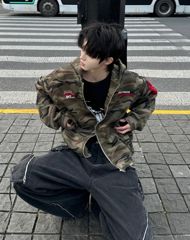 アメリカンナンバリングロゴジップパーカー