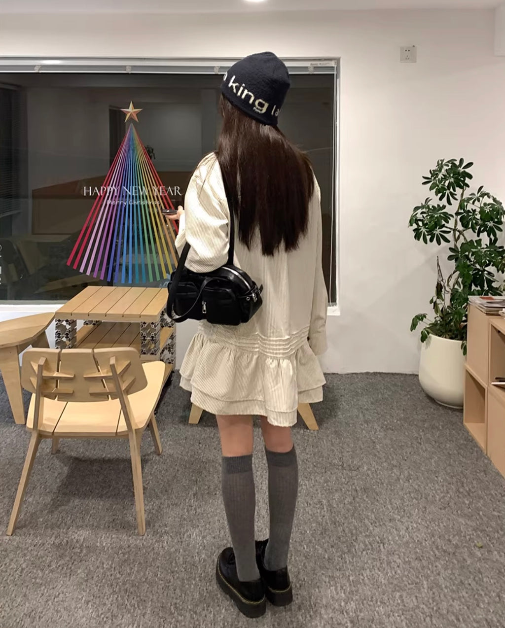 ストライプフリルシャツドレス