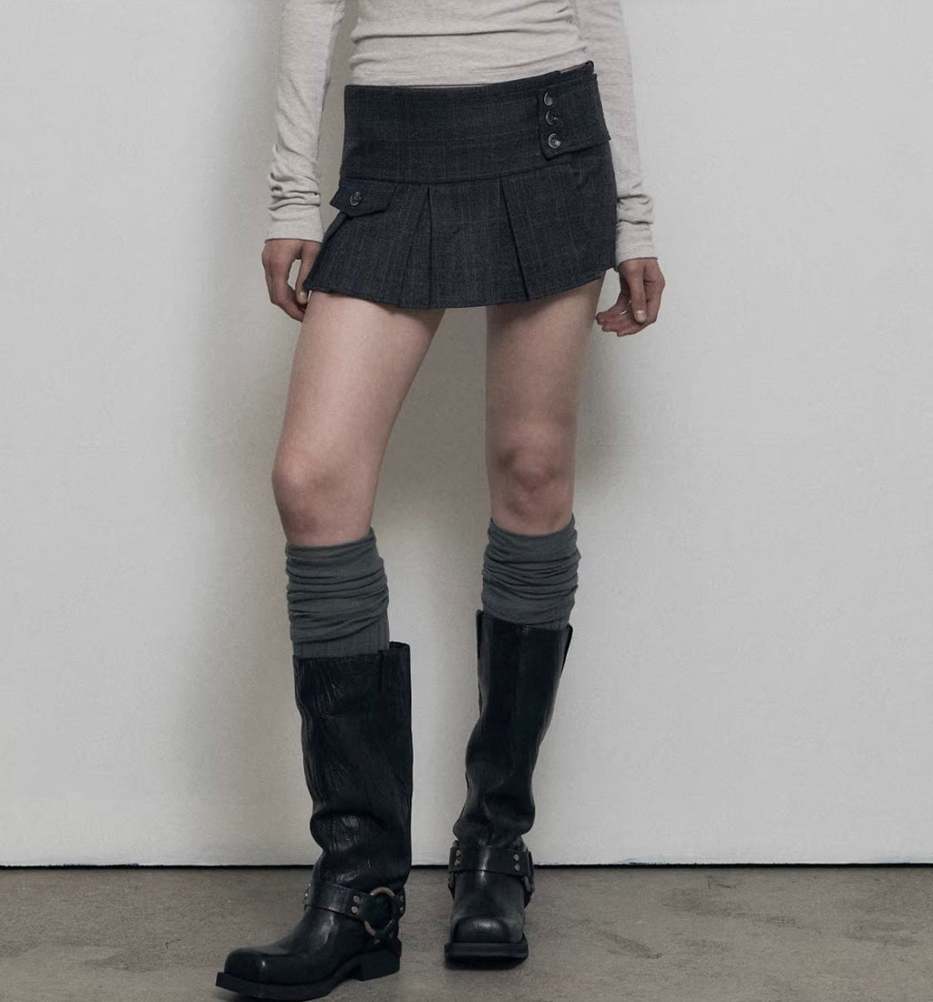 ヴィンテージチェックプリーツミニスカート